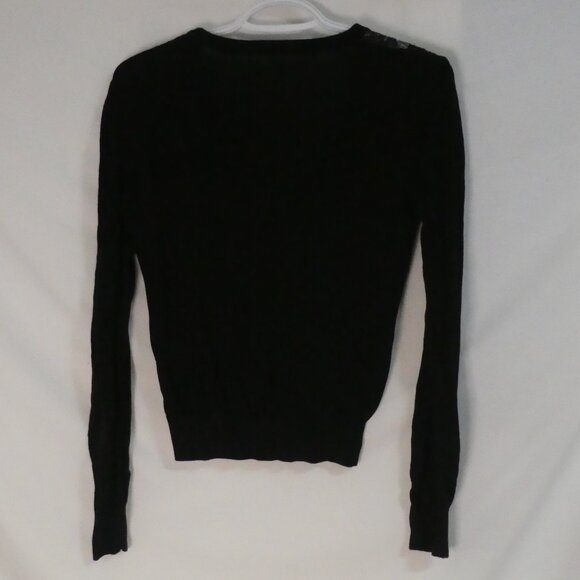 BENETTON | small | Black Lace Lightweight Button Closure V-Neck Cardigan - Picture 2 of 14